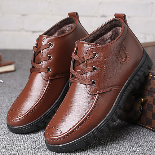 

Men's Boots Casual Daily Walking Shoes PU Breathable Non-slipping Wear Proof Black Brown Winter