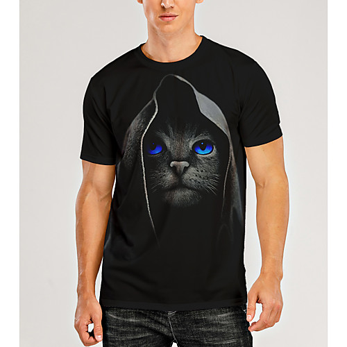 

Men's T shirt 3D Print Graphic 3D Animal Print Short Sleeve Daily Tops Black