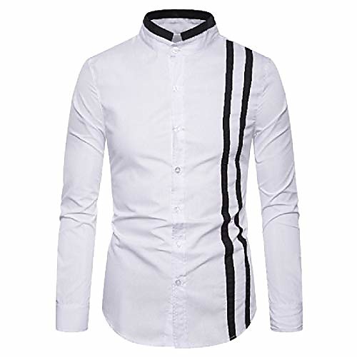

otw men's fashion business button up stand collar long sleeve dress shirts 11 xl