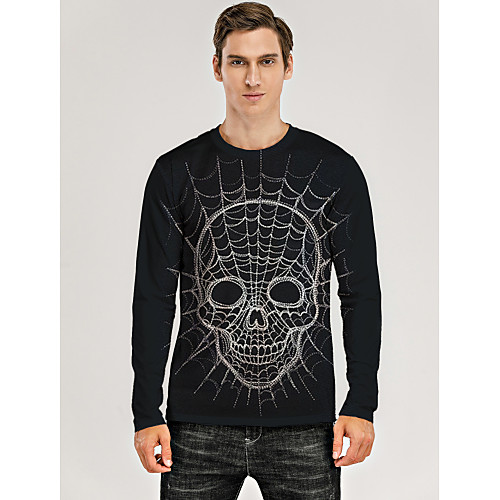 

Men's T shirt 3D Print Graphic 3D Animal Print Long Sleeve Daily Tops Casual Black / White