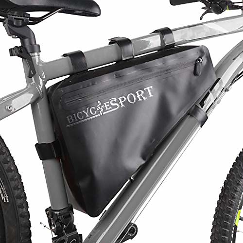 

bike frame bag waterproof bicycle triangle bag cycling bags front top tube bag bicycle phone pouch bag suitable for road mountain bike/bmx bike/motorcycle bike etc (black, 40cmx36cmx24cm)