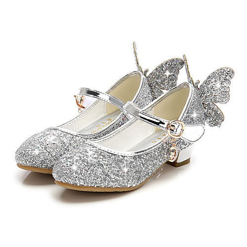 

Girls' Heels Moccasin Flower Girl Shoes Princess Shoes Rubber PU Little Kids(4-7ys) Big Kids(7years ) Daily Party & Evening Walking Shoes Rhinestone Buckle Sequin Black Purple Red Fall Spring