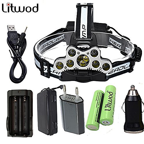 

9 led headlamp flashlight usb double charger batter gift box