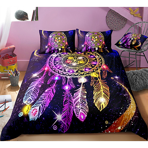 

Indian Dreamcatcher Print 3-Piece Duvet Cover Set Hotel Bedding Sets Comforter Cover with Soft Lightweight Microfiber For Room Decoration(Include 1 Duvet Cover and 1or 2 Pillowcases)