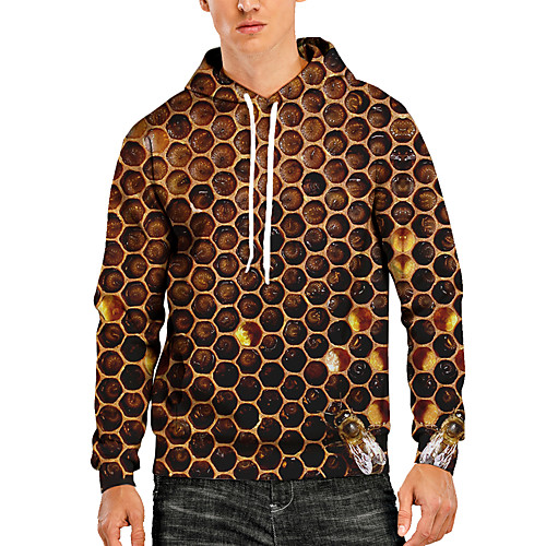 

Men's Pullover Hoodie Sweatshirt Graphic Optical Illusion 3D Print Daily 3D Print 3D Print Casual Hoodies Sweatshirts Yellow