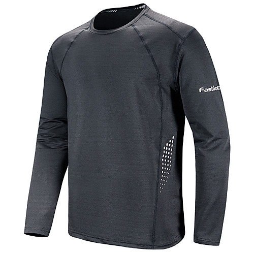 

Men's Hiking Tee shirt Long Sleeve Crew Neck Tee Tshirt Outdoor Breathable Stretchy Sweat wicking Heat Retaining Autumn / Fall Spandex Polyester Dark Grey Black Green