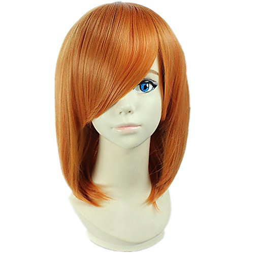 

cosplay wigs short straight bob lovely orange girls dress up anime show party hairs