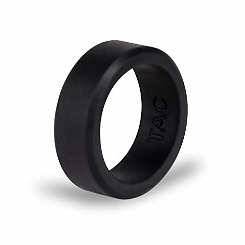 

silicone wedding ring for men 10mm hypoallergenic extra strong rubber bands for him - great for workout, biking, swimming, manual labor & fitness safety (15)