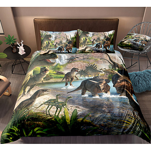 

Dinosaur Print 3-Piece Duvet Cover Set Hotel Bedding Sets Comforter Cover with Soft Lightweight Microfiber For Holiday Decoration(Include 1 Duvet Cover and 1or 2 Pillowcases)