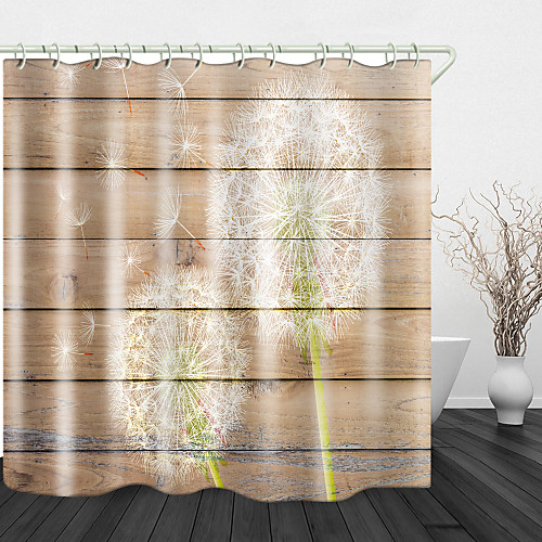 

Dandelion on Wooden board Print Waterproof Fabric Shower Curtain for Bathroom Home Decor Covered Bathtub Curtains Liner Includes with Hooks