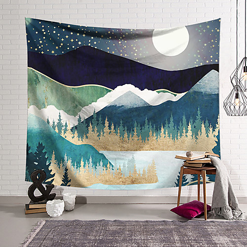 

Wall Tapestry Art Decor Blanket Curtain Hanging Home Bedroom Living Room Decoration Polyester Forest Mountains Oil Painting Pattern