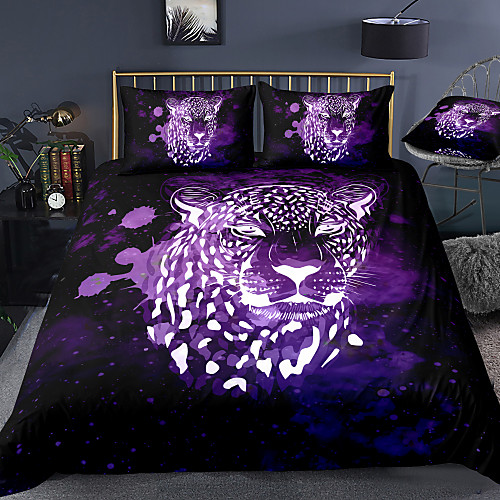 

3D Leopard Print 3-Piece Duvet Cover Set Hotel Bedding Sets Comforter Cover with Soft Lightweight Microfiber For Holiday Decoration(Include 1 Duvet Cover and 1or 2 Pillowcases)