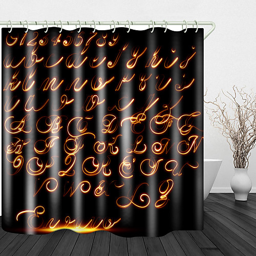 

Flame Numbers Print Waterproof Fabric Shower Curtain for Bathroom Home Decor Covered Bathtub Curtains Liner Includes with Hooks