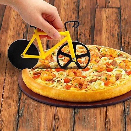 

Bicycle Pizza Cutter 4pcs Dual Stainless Steel Non-Stick Cutting Wheels with Display Stand Christmas Gift for the Kitchen Tools for Pizza