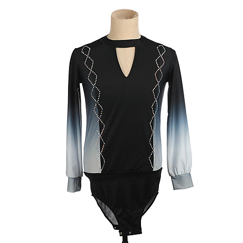 

Figure Skating Top Men's Boys' Ice Skating Top Black High Elasticity Training Competition Skating Wear Crystal / Rhinestone Long Sleeve Ice Skating Figure Skating / Kids