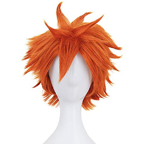 

short orange wigs for chucky hinata shoyo cosplay costume mens boys cute synthetic wigs for party halloween s082or