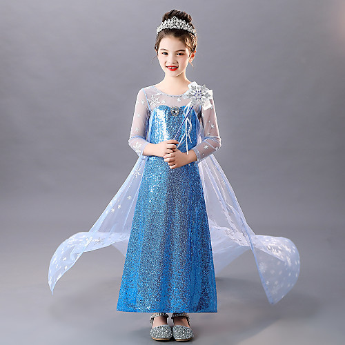 

Princess Cosplay Costume Costume Girls' Movie Cosplay Euramerican Blue Dress Christmas Halloween Carnival Polyester / Cotton Polyester