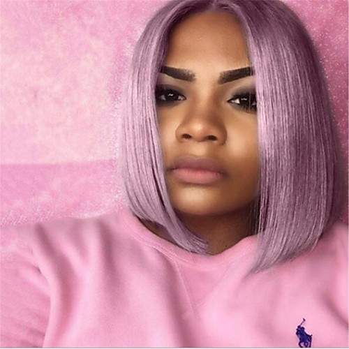 

Synthetic Wig Natural Straight Middle Part Wig Medium Length Purple Synthetic Hair Women's Middle Part Bob Middle Part Purple