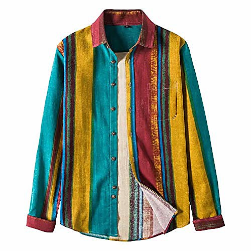 

men's slim long-sleeved striped shirt/linen shirt