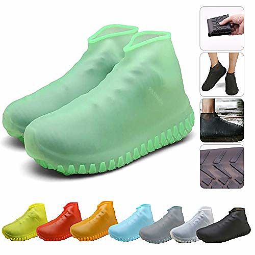 

silicone shoes covers, shoe covers, rain boots reusable easy to carry for women, men, kids. (green, l)