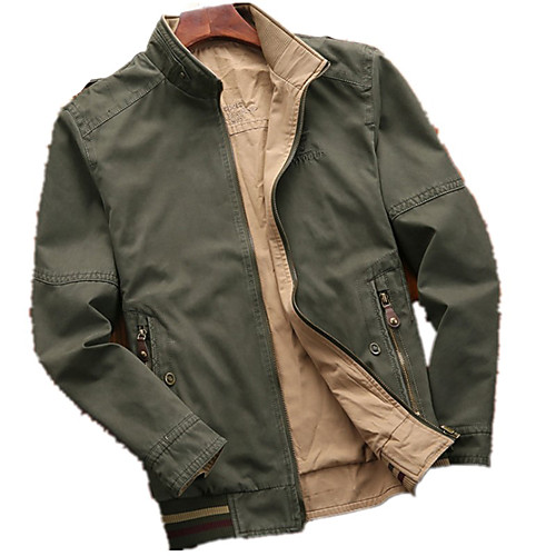 

Men's Hiking Jacket Hiking Windbreaker Outdoor Solid Color Lightweight Windproof Breathable Quick Dry Jacket Top Cotton Fishing Climbing Camping / Hiking / Caving ArmyGreen khaki Navy Blue / Warm