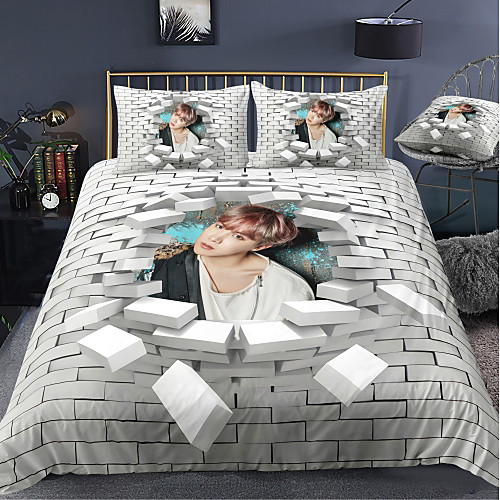 

BTS Series 3-Piece Duvet Cover Set Hotel Bedding Sets Comforter Cover with Soft Lightweight Microfiber For Holiday Decoration(Include 1 Duvet Cover and 1or 2 Pillowcases)