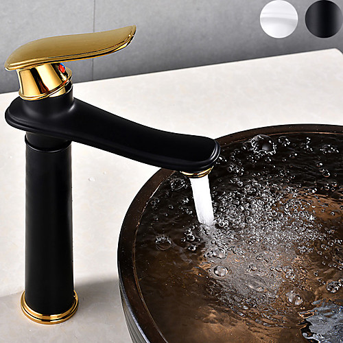 

Bathroom Sink Faucet - Widespread Gold / Electroplated / Black Centerset Single Handle One HoleBath Taps