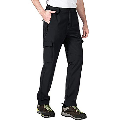 

mens waterproof trousers walking hiking summer lightweight stretch overtrousers with multiple pockets black m