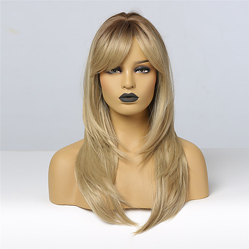 

Synthetic Wig kinky Straight Wig Blonde Long Synthetic Hair 20 inch Women's Fashionable Design Cute Women Blonde