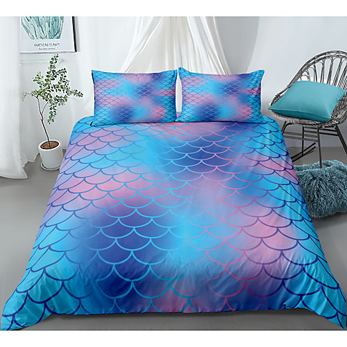 

Blue Scale Print 3-Piece Duvet Cover Set Hotel Bedding Sets Comforter Cover with Soft Lightweight Microfiber(Include 1 Duvet Cover and 1or 2 Pillowcases)