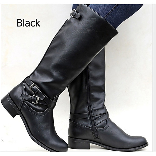 

Women's Boots Chunky Heel Round Toe Daily PU Synthetics Black Yellow Brown