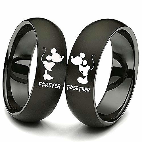 

ring couple titanium steel ring kiss forever together promise wedding band black women