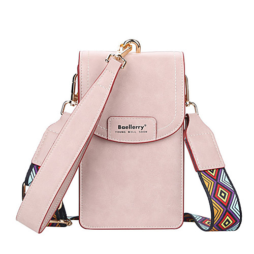 

Women's Bags PU Leather Polyester Wallet Mobile Phone Bag Messenger Bag Solid Color Daily Office & Career 2021 MessengerBag Black Blue Almond Blushing Pink