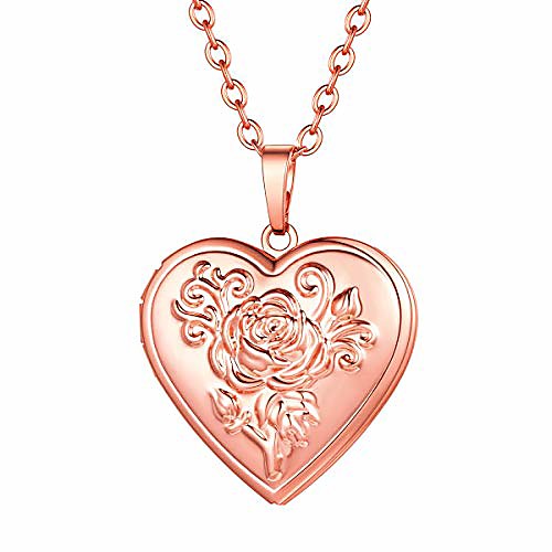 

rose gold heart locket necklace for women picture photo locket necklace that hold pictures