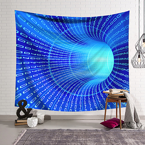 

Wall Tapestry Art Deco Blanket Curtain Hanging Home Bedroom Living Room Dormitory Decoration Polyester Fiber Blue Space Time Tunnel