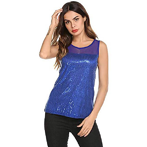 

womens sparkle shiny sequin cami halter tank top spaghetti strap shimmer party club camisole vest (l, x-white)