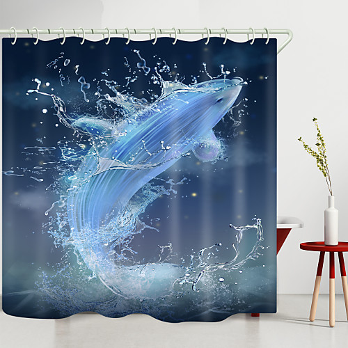 

Splash Fish Digital Printing Shower Curtain Shower Curtains Hooks Modern Polyester New Design
