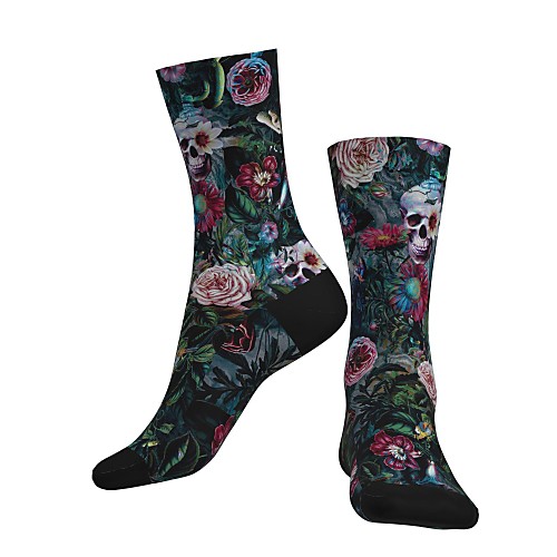 

Crew Socks Compression Socks Calf Socks Athletic Sports Socks Cycling Socks Women's Men's Bike / Cycling Lightweight Breathable Anatomic Design 1 Pair Graphic Skull Floral Botanical Cotton Green S M L