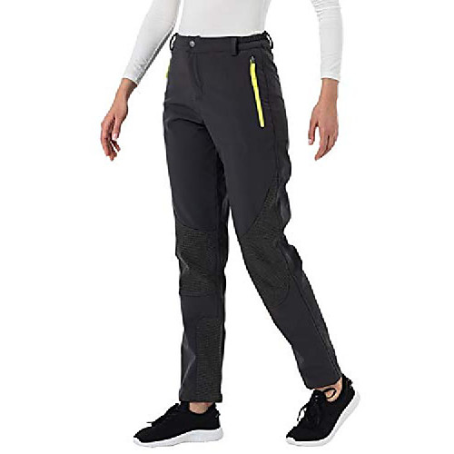 

skiing pants for women waterproof quick dry fleece insulated pants zipper pockets(black,us l)