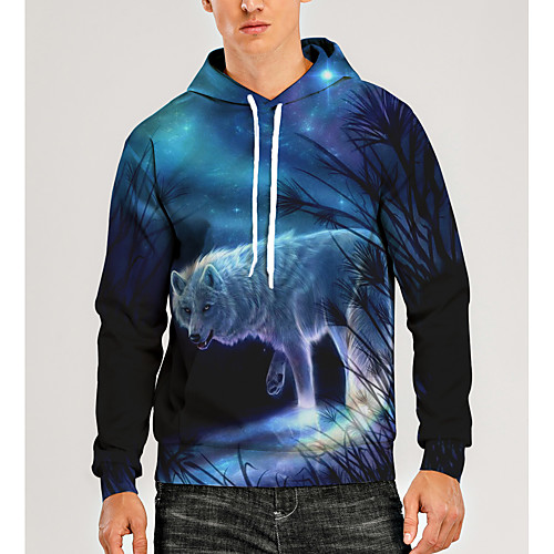 

Men's Pullover Hoodie Sweatshirt Animal Patterned Graphic 3D Print Daily 3D Print 3D Print Casual Hoodies Sweatshirts Blue