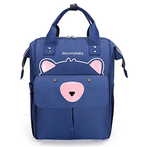 

Unisex Nylon Diaper Bag Commuter Backpack Large Capacity Zipper Cartoon Animal Daily Outdoor Backpack Black Blue Red Blushing Pink Light Grey