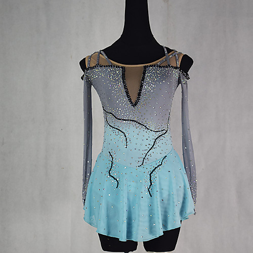 

21Grams Figure Skating Dress Women's Girls' Ice Skating Dress Grey Spandex High Elasticity Training Competition Skating Wear Crystal / Rhinestone Sleeveless Ice Skating Figure Skating / Kids