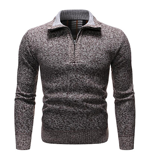 

Men's Solid Color Pullover Long Sleeve Sweater Cardigans Stand Collar Winter Blue Wine Light gray