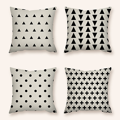 

Cushion Cover 4PC Linen Soft Decorative Square Throw Pillow Cover Cushion Case Pillowcase for Sofa Bedroom 45 x 45 cm (18 x 18 Inch) Superior Quality Machine Washable