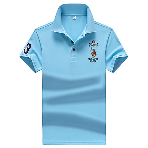 

Men's Polo Other Prints Graphic Short Sleeve Daily Tops White Blue Red