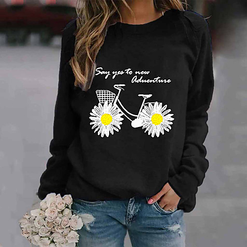 

Women's Pullover Sweatshirt Graphic Floral Daily Sports Casual Hoodies Sweatshirts Black Blue Red