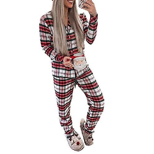 

womens color block plaid red adults loungewear 2 piece comfy soft nightwear xmas pyjamas casual long sleeve button down pajamas christmas tops family pjs for ladies large