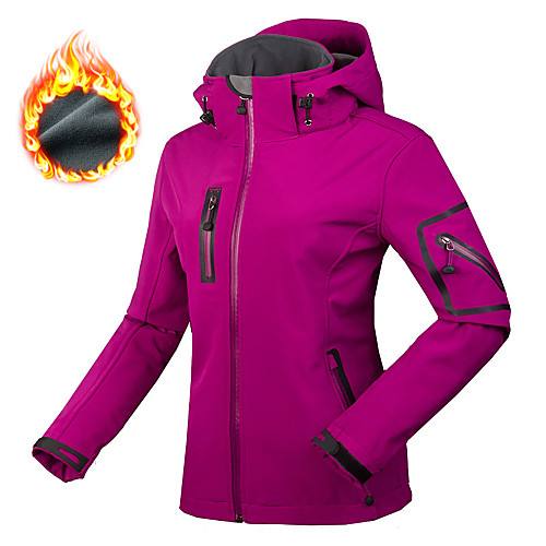 

Women's Hiking Softshell Jacket Hiking Jacket Winter Outdoor Solid Color Waterproof Windproof Breathable Rain Waterproof Jacket Winter Jacket Top Fleece Nylon Softshell Single Slider Ski / Snowboard