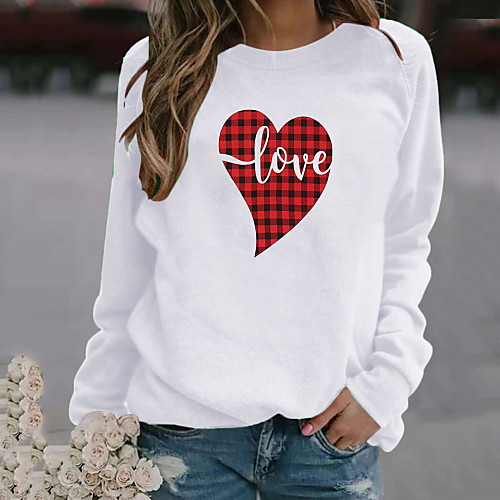 

Women's Color Block Letter Women's Hoodies Long Sleeve Sweater Cardigans Crew Neck Spring Fall White Black Red