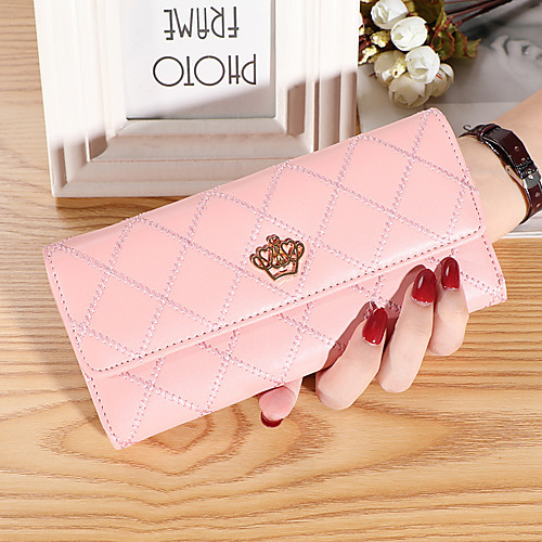 

Women's Bags PU Leather Wallet Embossed Print Plain Daily Date 2021 Watermelon Red Black Yellow Blushing Pink